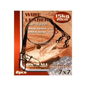 Mistrall Ocelové lanko Wire Leaders 1x7 20cm, 2ks - 20kg