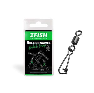 Zfish Obratlík s karabinkou Rolling Swivel & Hooked Snap 10ks - vel.14/16kg