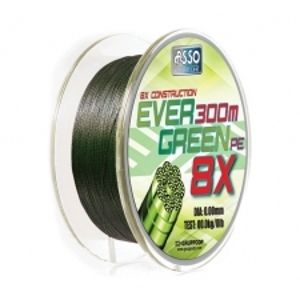 Asso Šňůra Evergreen 8-Braid Mechově Zelená 130 m-Průměr 0,18 mm / Nosnost 10,9 kg