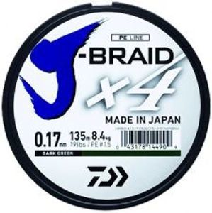 Daiwa Splétaná Šňůra J-Braid 4 Tmavě Zelená 270 m-Průměr 0,19 mm / Nosnost 10,2 kg