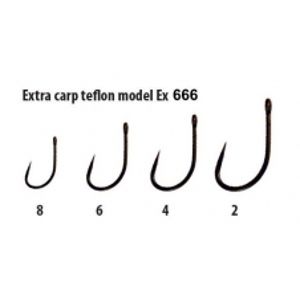 Extra carp háčky teflon Barbless bez protihrotu - série  EX 666  ( 10ks v balení)-Velikost 4