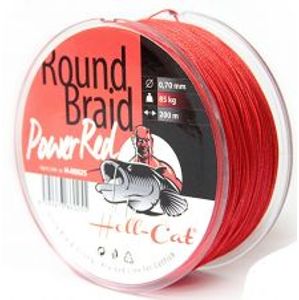 Hell Cat Splétaná Šňůra Round Braid Power Red 1000 m-Průměr 0,50 mm / Nosnost 57,5 kg